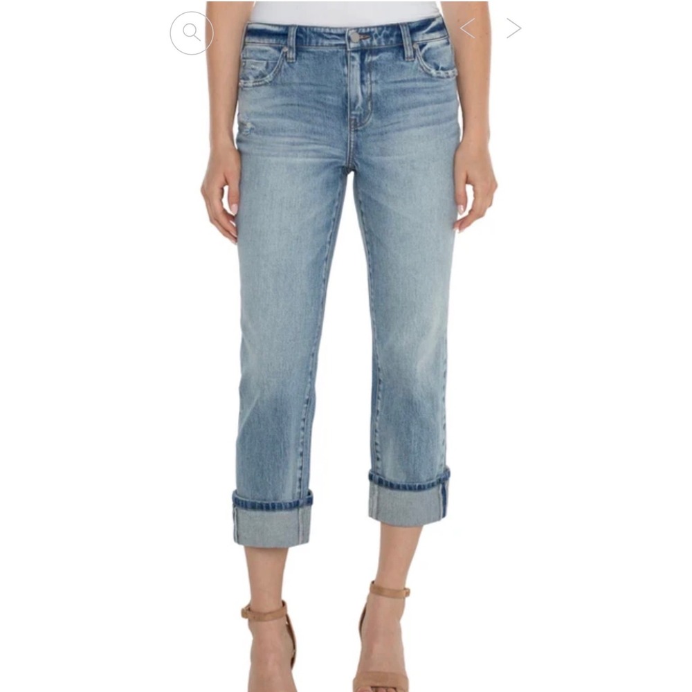 Liverpool Marley Girlfriend Old Coast Crop Straight Leg Jeans Notch Cuff sz 4 27